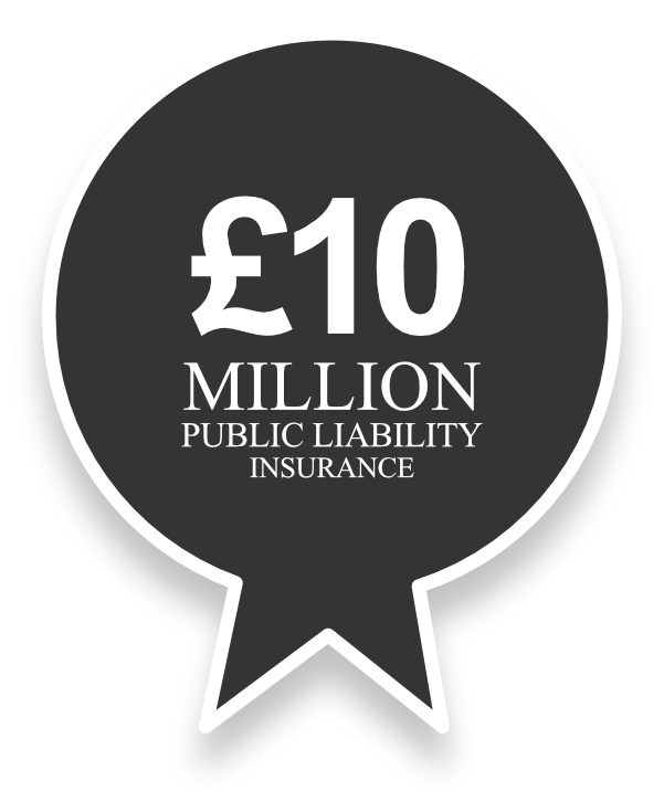 &pound;10m public liability insurance