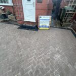 Herringbone block paved driveway nearing completion