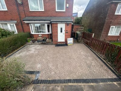 Finished block paved driveway with charcoal border