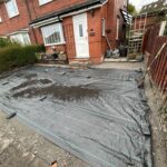 Weed membrane laid for a new block paved driveway